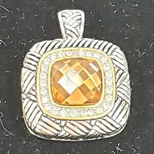 Topaz Brown Fashion Pendant Hallow Back Hearts 1.5"